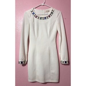 White long sleeve dress with different color beads
